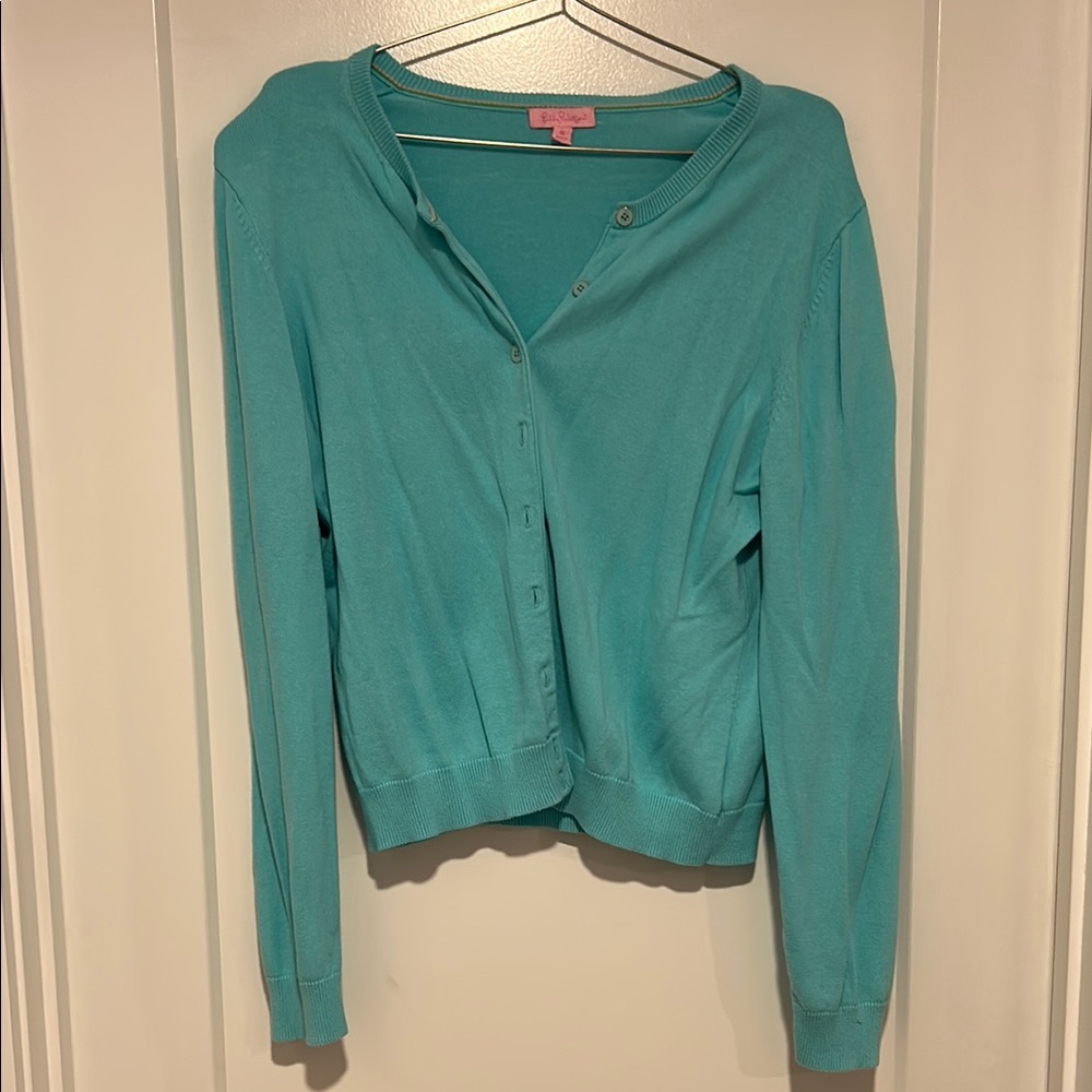 Lilly Pulitzer Aqua Button-Up Sweater